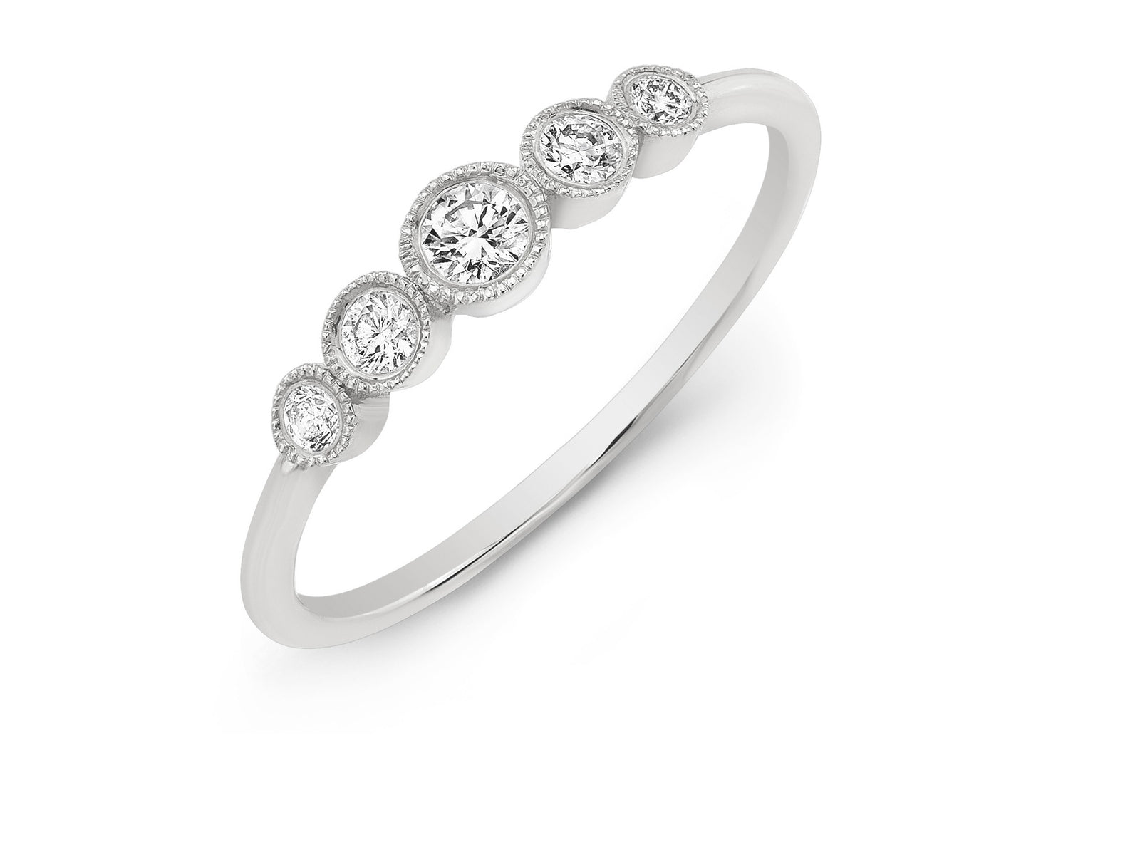 14K White Gold Five Stone Diamond Ring
