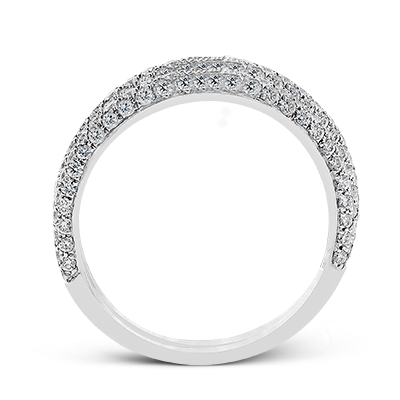 Simon G. 18K White Gold Micro Pave Double Row Cross Over Diamond Band
