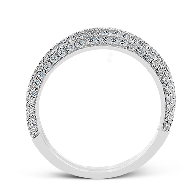 Simon G. 18K White Gold Micro Pave Double Row Cross Over Diamond Band