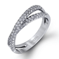 Simon G. 18K White Gold Micro Pave Double Row Cross Over Diamond Band