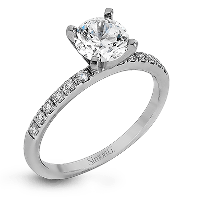 Simon G. 18K White Gold Round Diamond Engagement Ring