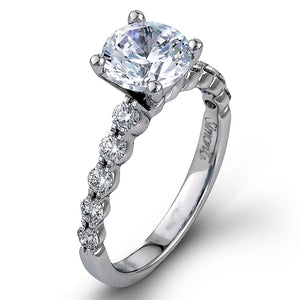 Simon G. 18K White Gold Diamond Engagement Ring with Shared Prong Set Diamonds