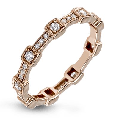 Simon G. 18K Rose Gold Stackable Vintage Style Diamond Ring