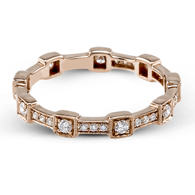Simon G. 18K Rose Gold Stackable Vintage Style Diamond Ring