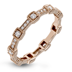 Simon G. 18K Rose Gold Stackable Vintage Style Diamond Ring