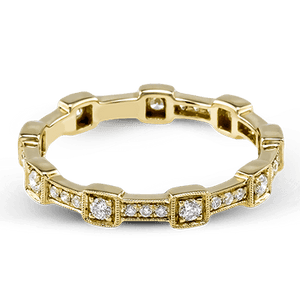 Simon G. 18K Yellow Gold Stackable Vintage Style Diamond Ring