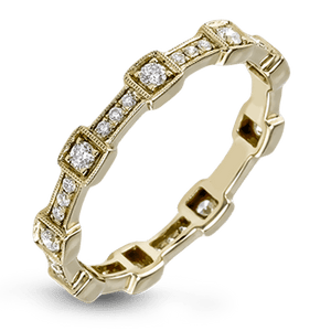 Simon G. 18K Yellow Gold Stackable Vintage Style Diamond Ring