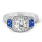 18K White Gold Diamond Engagement Ring with Side Sapphire Accents by Simon G. Jewelry