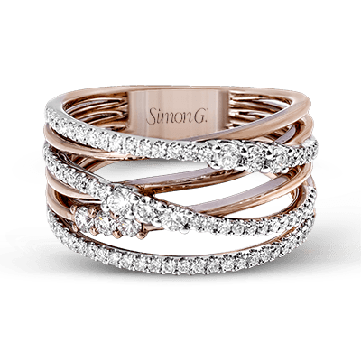 18K Rose Gold Crossover Design Ring by Simon G. Jewelry