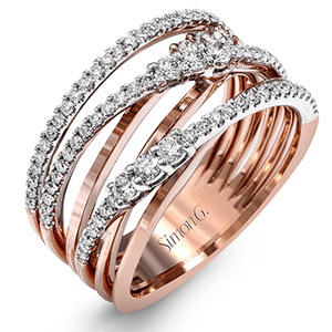 18K Rose Gold Crossover Design Ring by Simon G. Jewelry