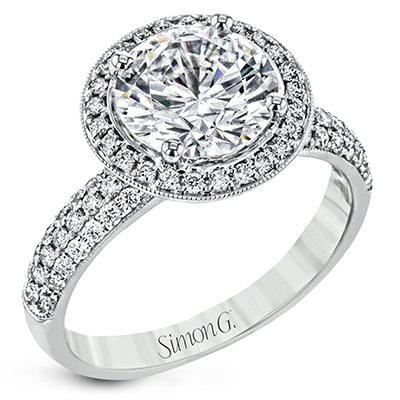 Simon G. 18K White Gold Diamond Halo Engagement Ring