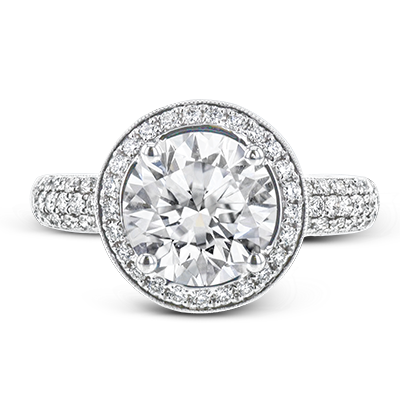 Simon G. 18K White Gold Diamond Halo Engagement Ring