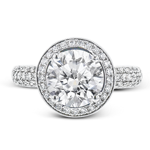 Simon G. 18K White Gold Diamond Halo Engagement Ring