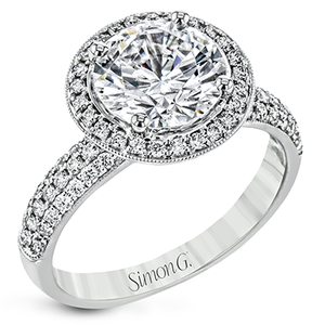 Simon G. 18K White Gold Diamond Halo Engagement Ring