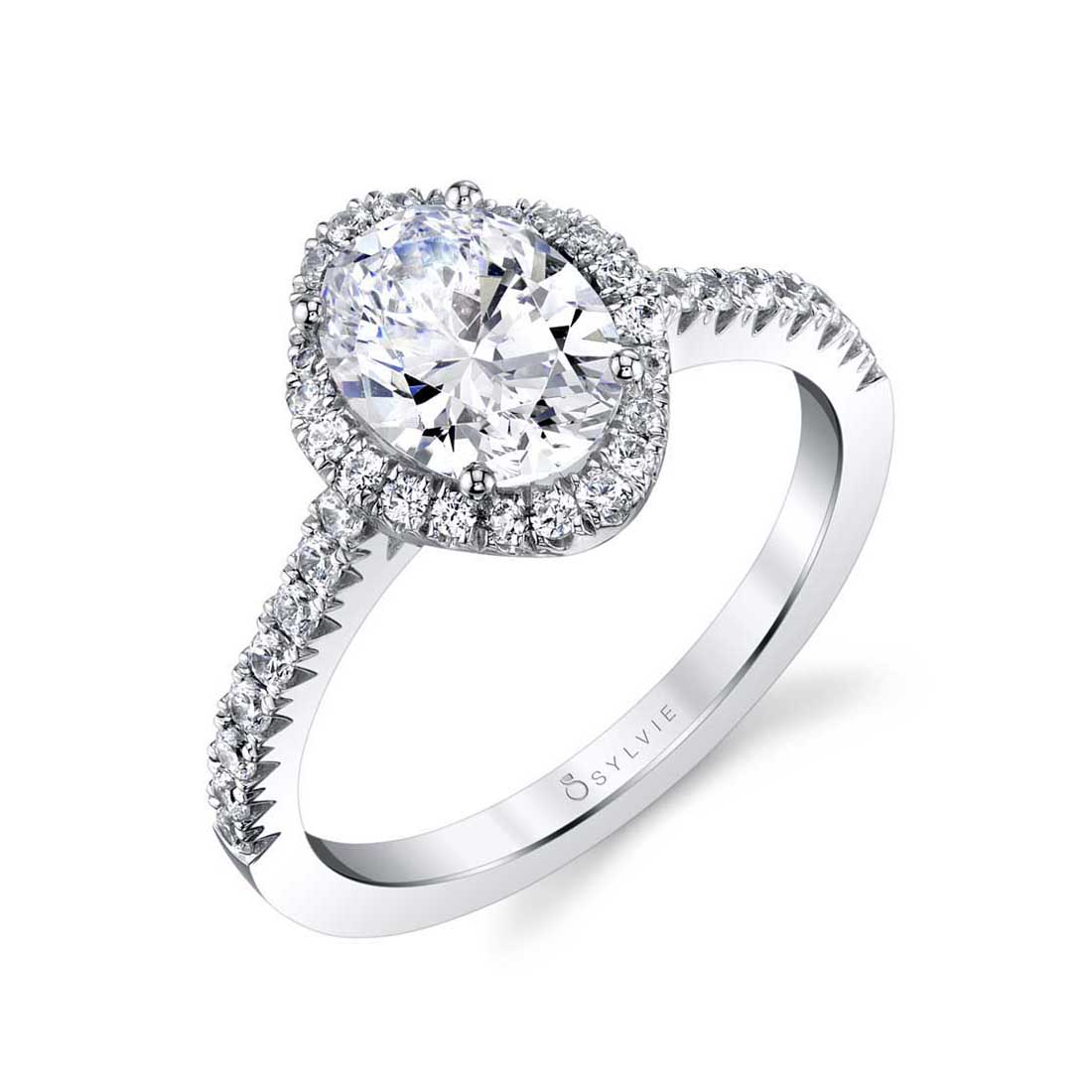 Sylvie 14K White Gold Oval Halo Engagement "Aaliyah" Ring