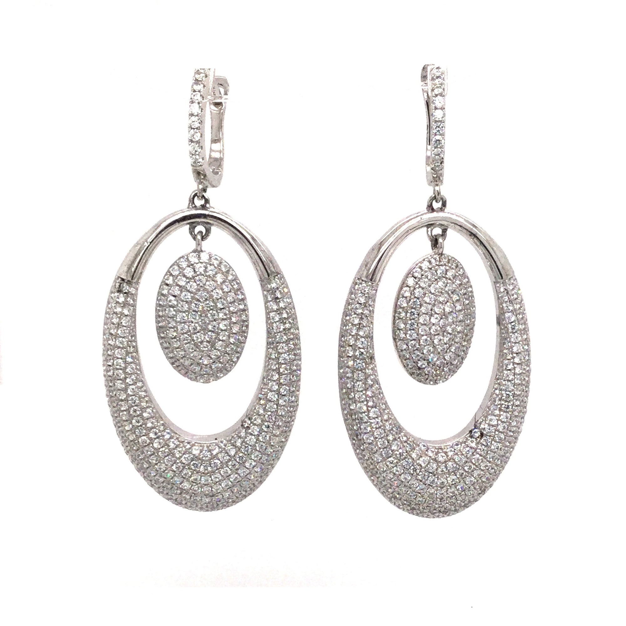 Sterling Silver Rhodium Plated Chandelier Earrings With Swarovski Crystals