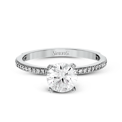 Simon G. 18K White Gold Round Pave Diamond Engagement Ring
