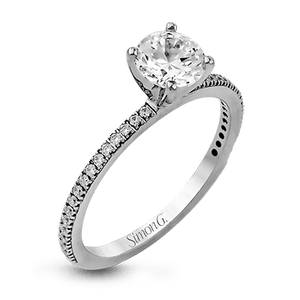 Simon G. 18K White Gold Round Pave Diamond Engagement Ring