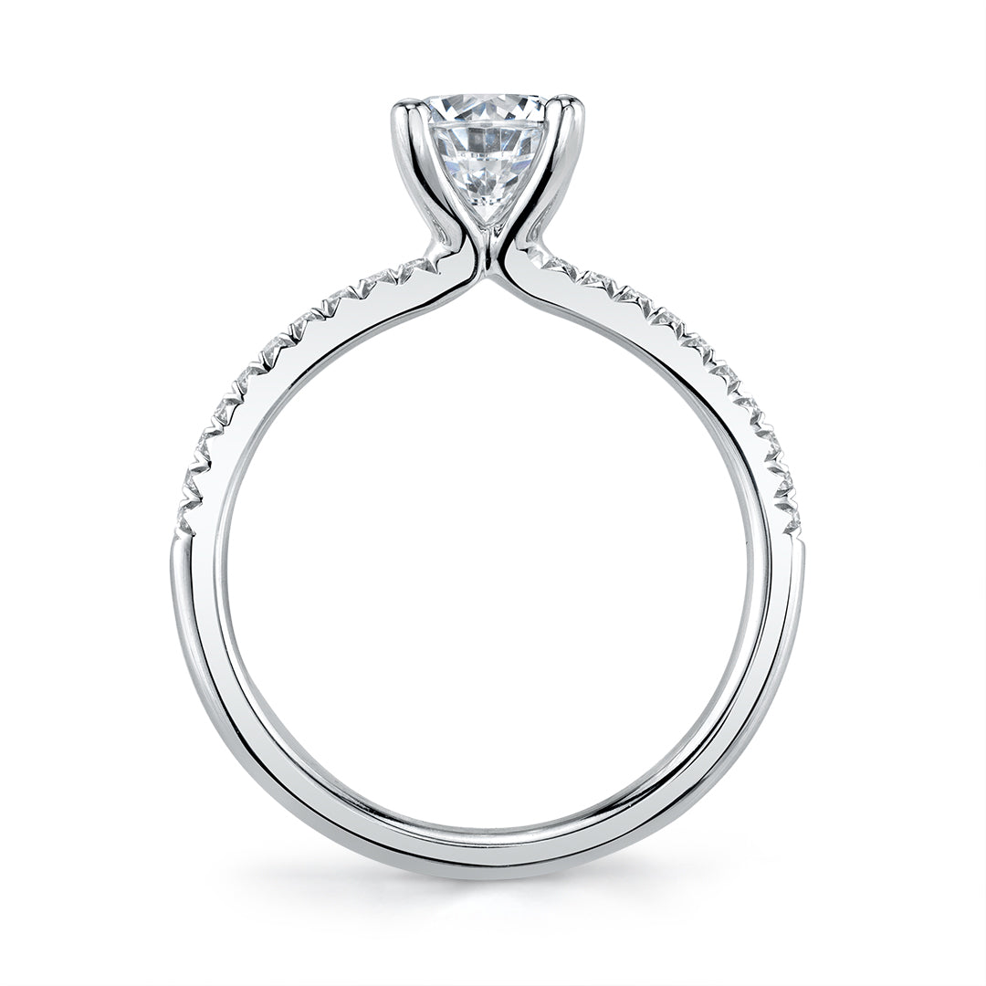 Sylvie 14K White Gold Cushion Diamond Engagement Ring with 2.26 Carat Center