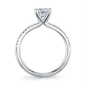 Sylvie 14K White Gold Cushion Diamond Engagement Ring with 2.26 Carat Center