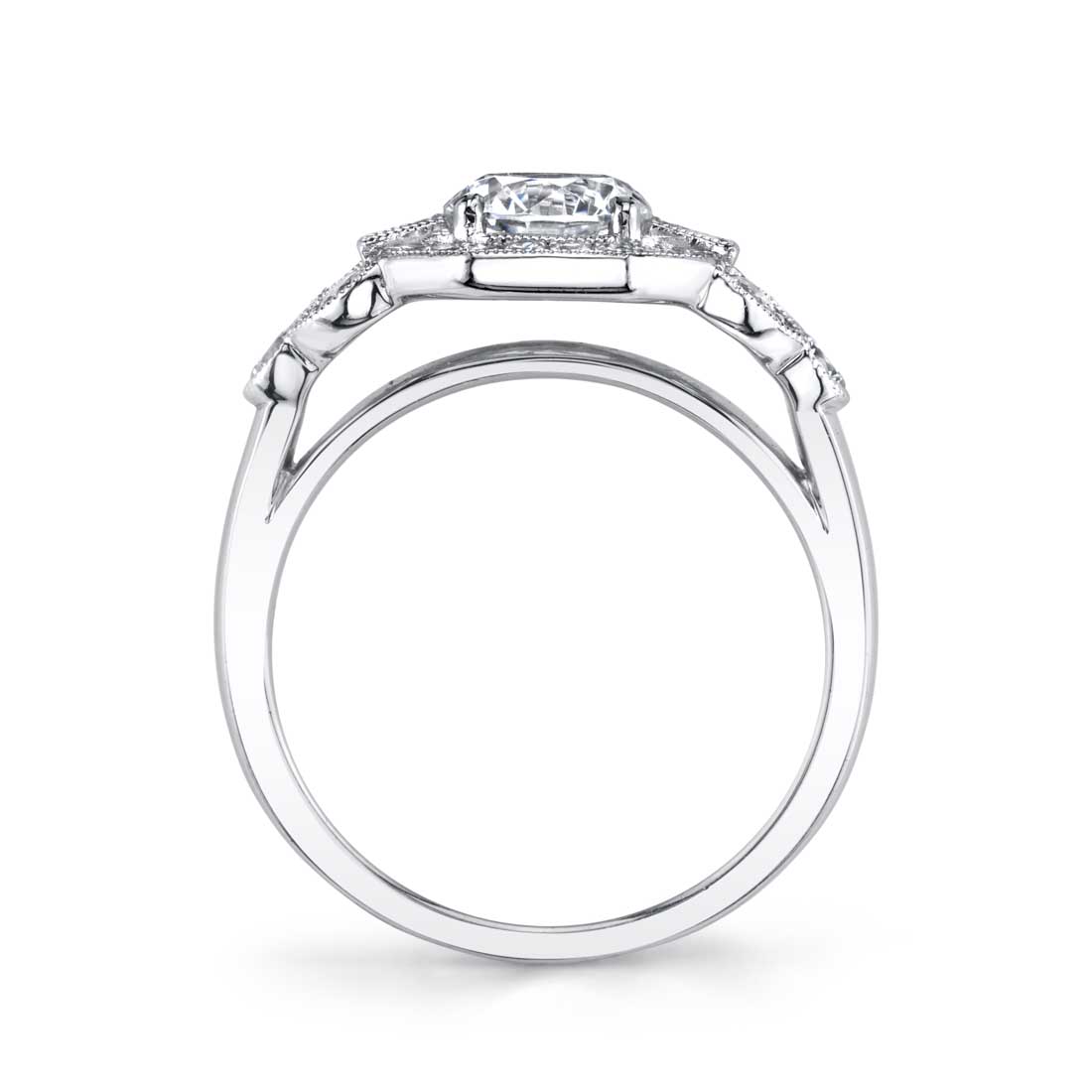 Sylvie 14K White Gold "Francesca" Vintage Style Diamond Engagement Ring