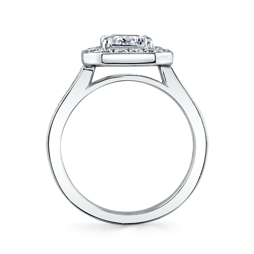 Sylvie "Cassie" Vintage Style Emerald Cut Diamond Engagement Ring - S1387