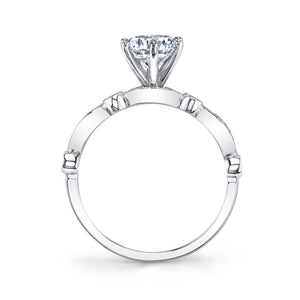 Sylvie Platinum "Charmánt" Solitaire Engagement Ring with Vintage Inspired Design