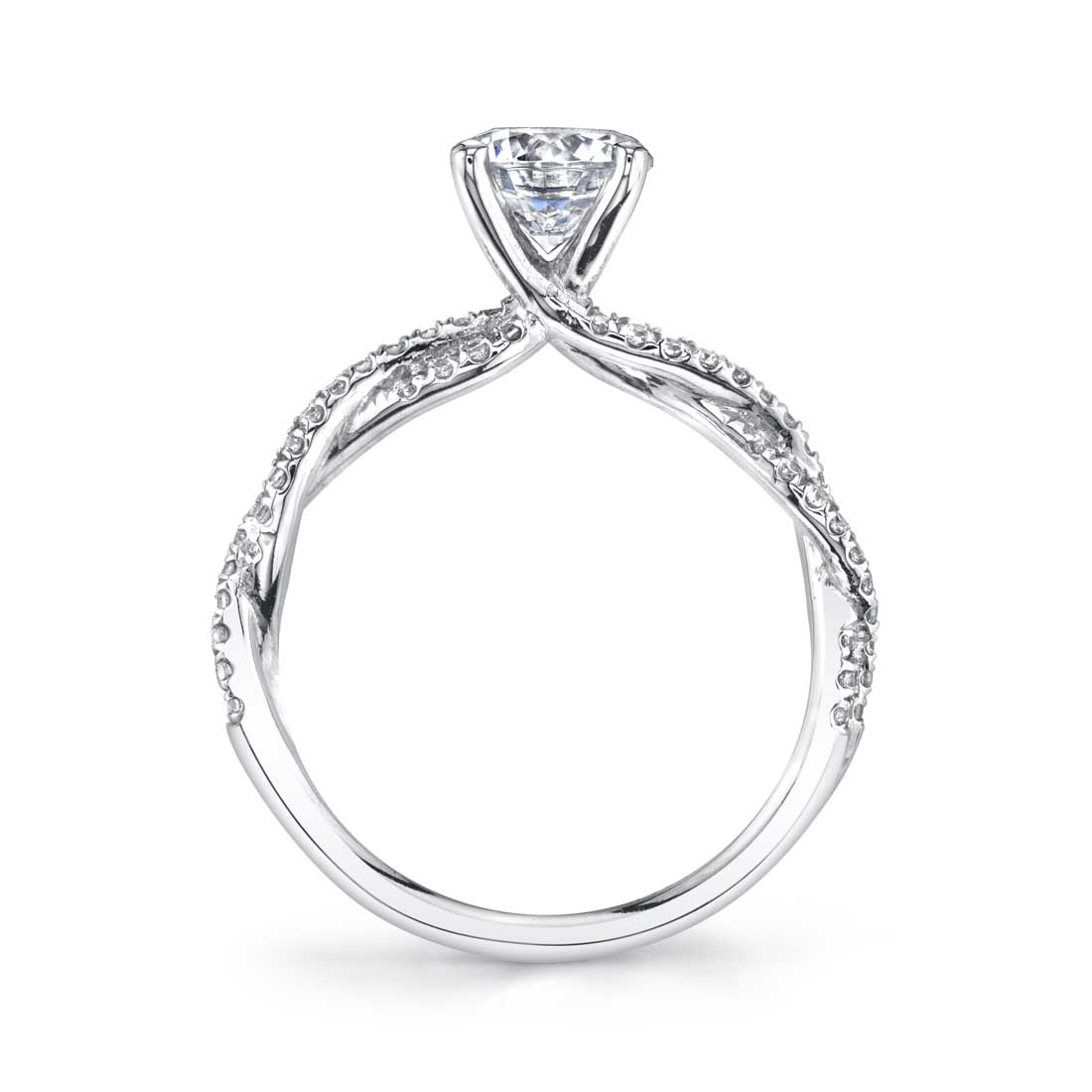 Sylvie 14K White Gold "Leána" Engagement Ring with Intertwined Diamond Shank