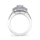 Sylvie 14K White Gold "Paige" Three Stone Oval Cut Halo Engagement Ring - S1596S