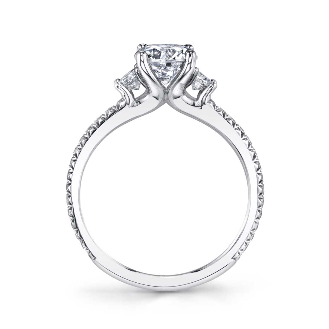 Sylvie 14K White Gold "Eloise" Three Stone Engagement Ring - S1702S
