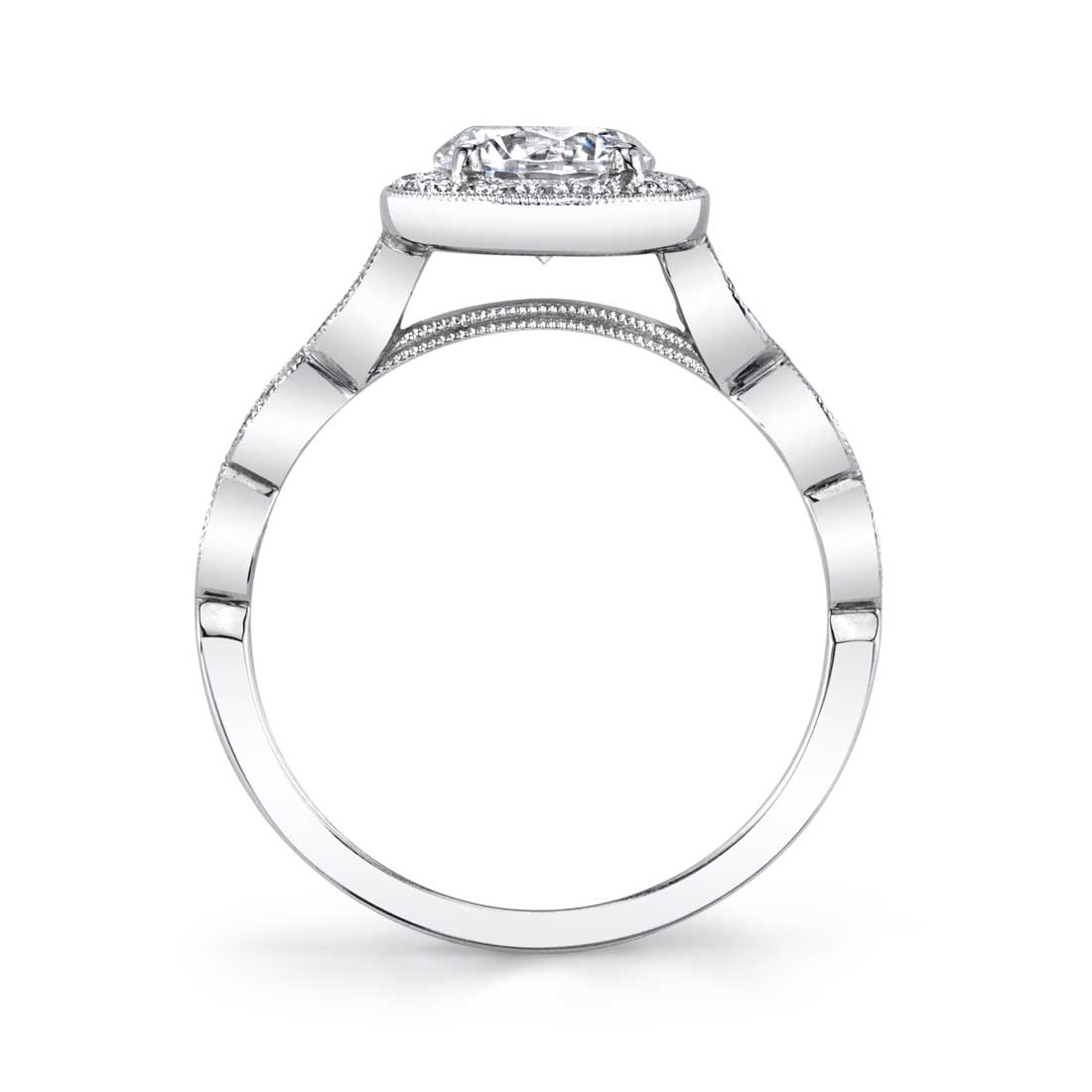 Sylvie 14K White Gold Vintage Inspired Stackable Engagement "Jessa" Ring