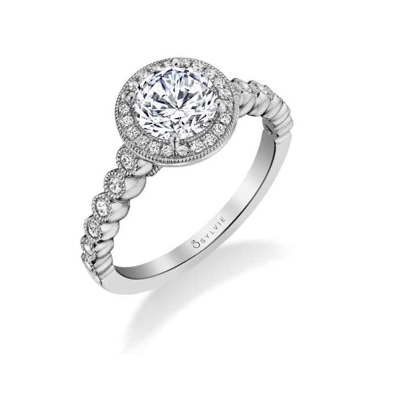 Sylvie "Marion" Stackable Diamond Halo Engagement Ring S1812