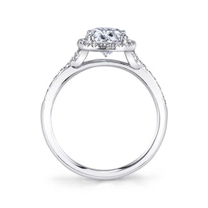 Sylvie 14K White Gold "Alexandra" Oval Diamond Halo Engagement Ring