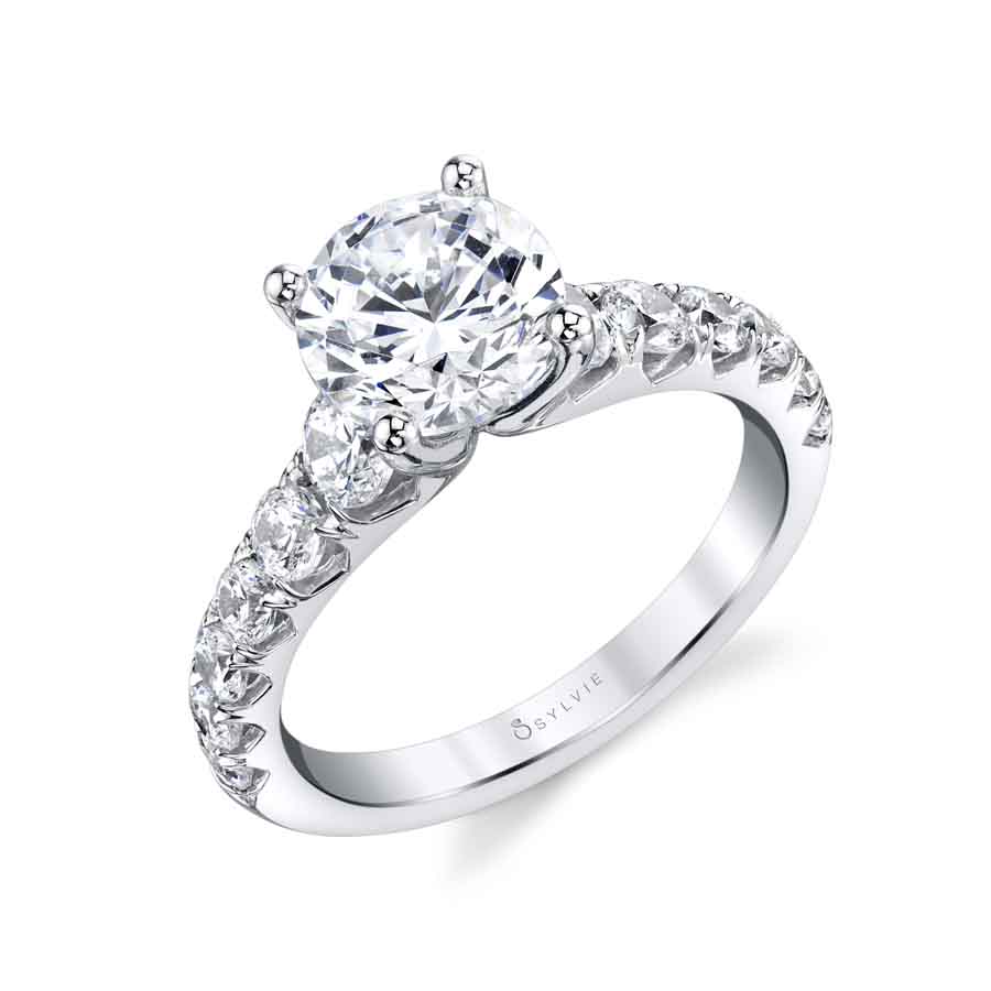 Sylvie 14K White Gold "Andrea" Diamond Engagement Ring - S1862