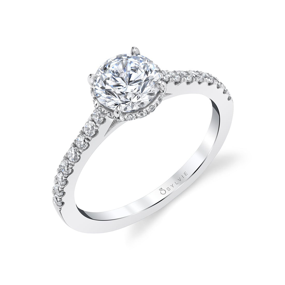 Sylvie 14K White Gold "Anastasia" Hidden Halo Diamond Engagement Ring