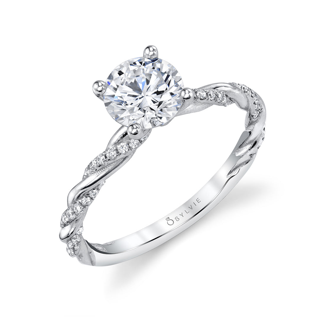 Sylvie 14K White Gold "Jolie" Twist Design Engagement Ring