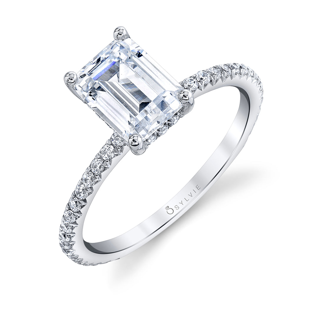 Sylvie 14K Yellow Gold "Maryam" Emerald Cut Diamond Engagement Ring