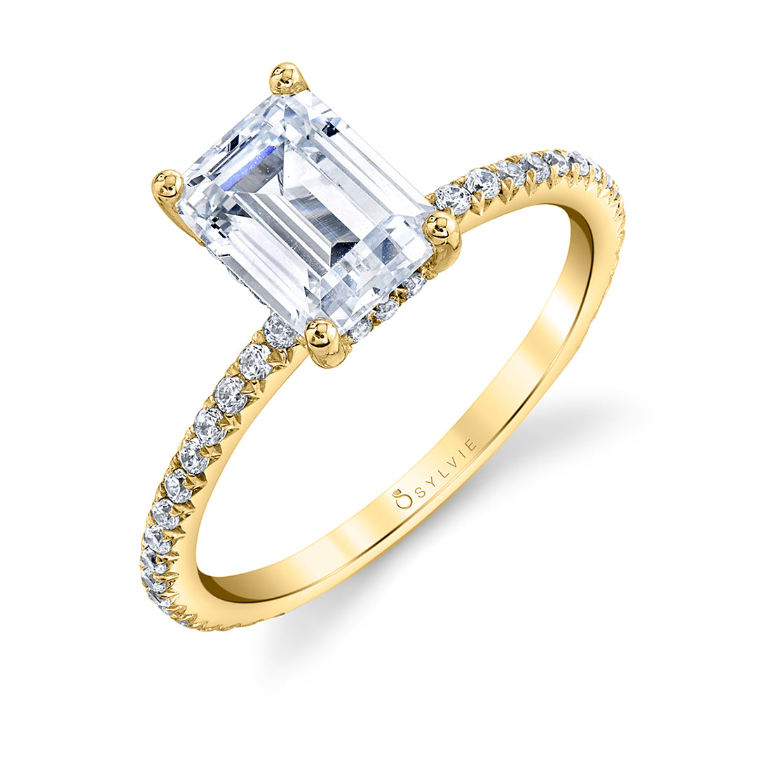 Sylvie 14K Yellow Gold "Maryam" Emerald Cut Diamond Engagement Ring
