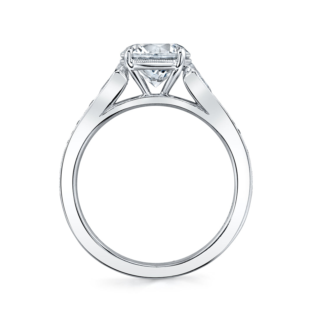 Sylvie "Esmeralda" 14K White Gold Vintage Inspired Diamond Engagement Ring - S2504
