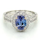 18K White Gold Tanzanite & Diamond Halo Ring