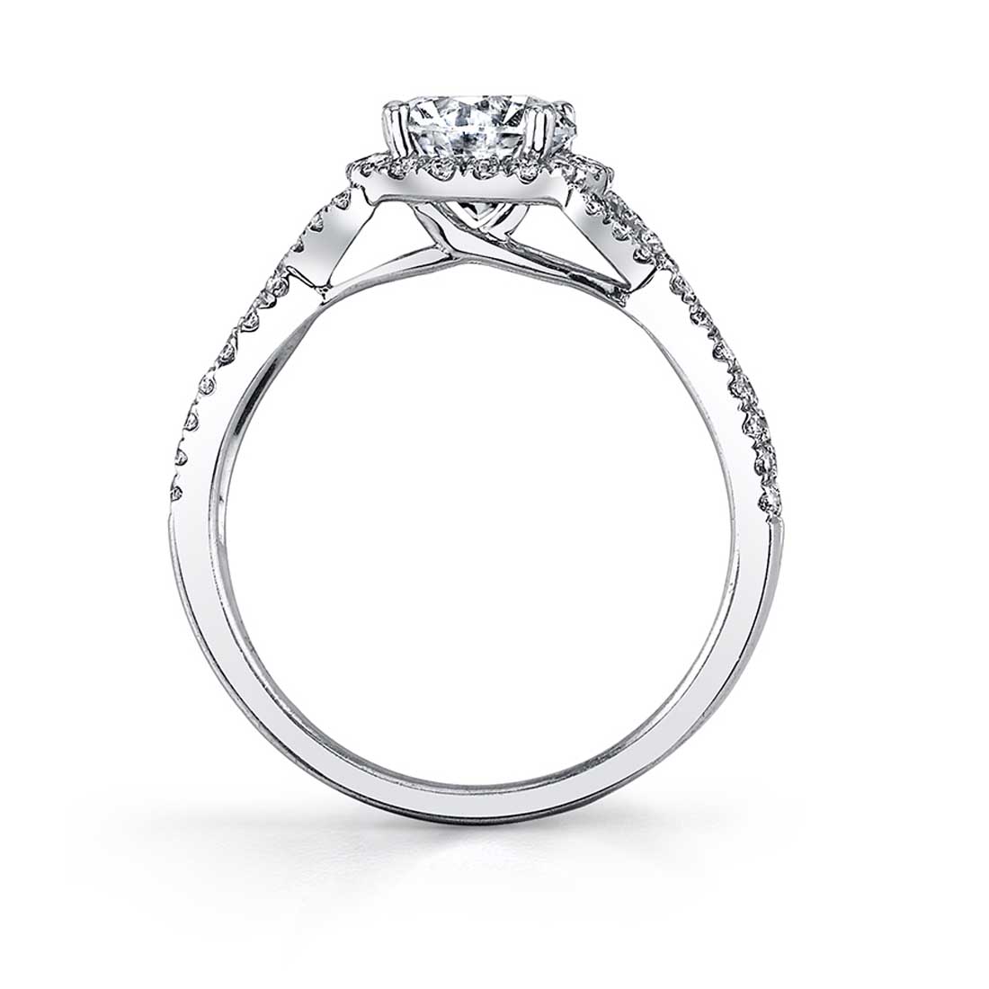 Sylvie 14K White Gold "Jocelina" Oval Shape Spiral Diamond Engagement Ring - SY260