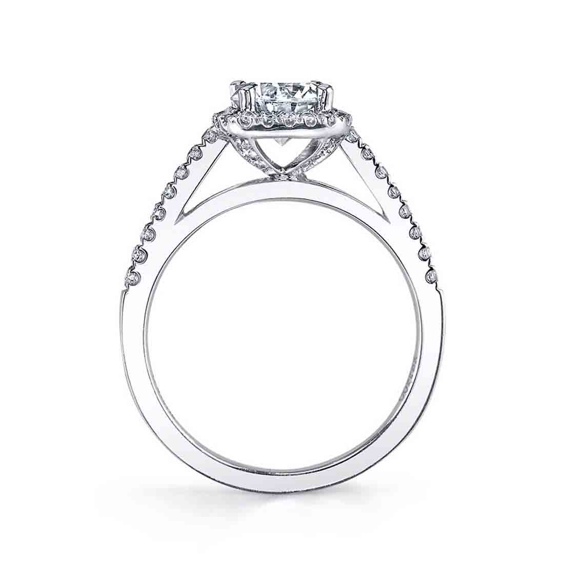Sylvie 14K White Gold Classic Cushion Cut Halo Engagement "Klara" Ring