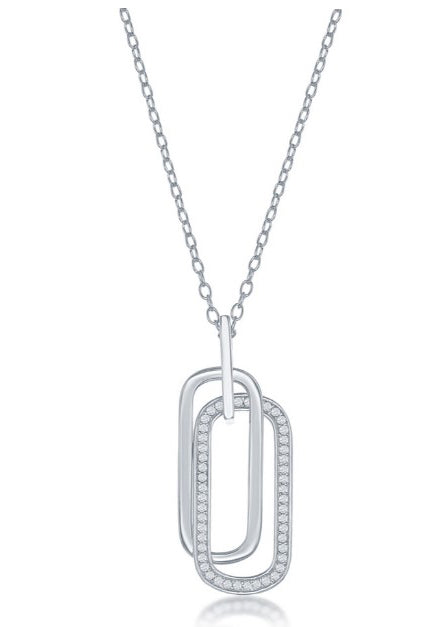 Sterling Silver Double Oval Interlinked Necklace