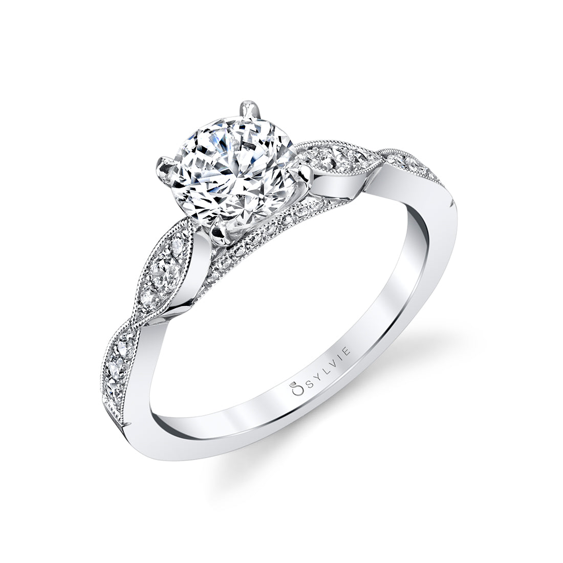 Sylvie 14K White Gold Stackable Engagement "Esme" Ring
