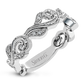18K White Gold Vintage Scroll Design Wedding Ring by Simon G. Jewelry