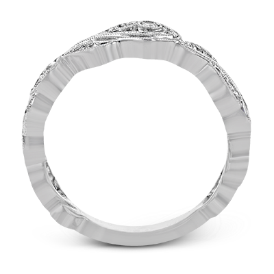 18K White Gold Vintage Scroll Design Wedding Ring by Simon G. Jewelry