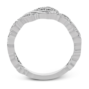 18K White Gold Vintage Scroll Design Wedding Ring by Simon G. Jewelry