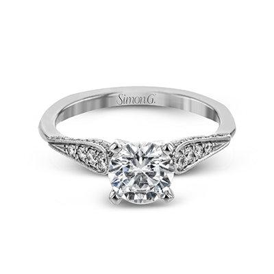 18K White Gold Diamond Vintage Style Engagement Ring by Simon G Jewelry