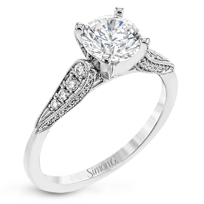 18K White Gold Diamond Vintage Style Engagement Ring by Simon G Jewelry