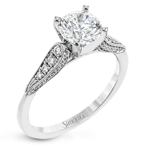 18K White Gold Diamond Vintage Style Engagement Ring by Simon G Jewelry